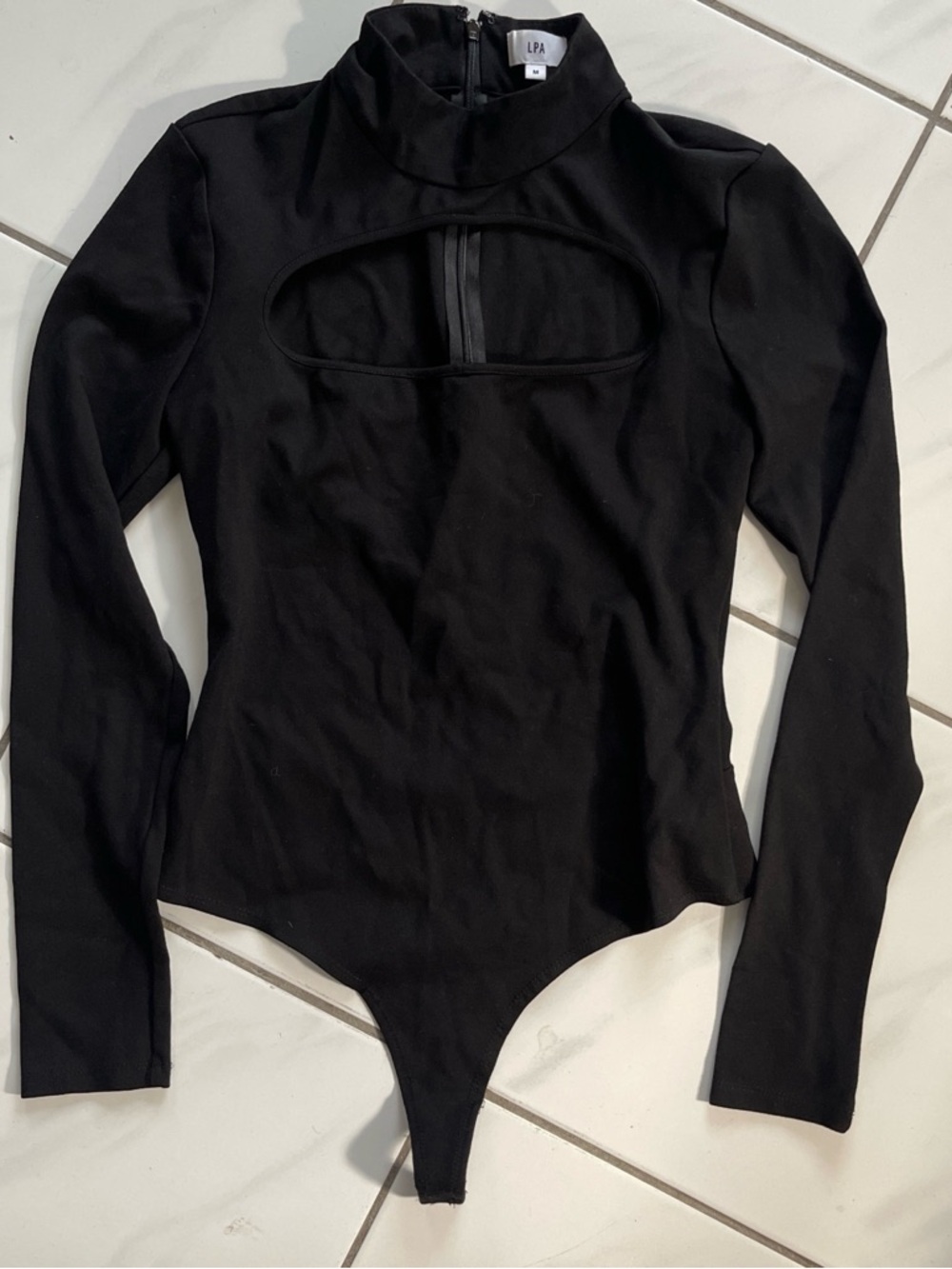 LPA Black Long Sleeve Cutout Turtleneck Bodysuit